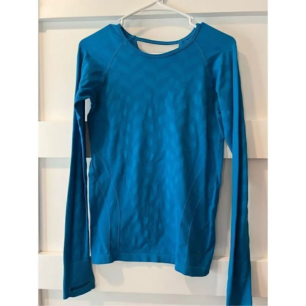 Aspire Womens Activewear Baselayer Fitted ShirtāTop Thumbholes Blue SizeāL